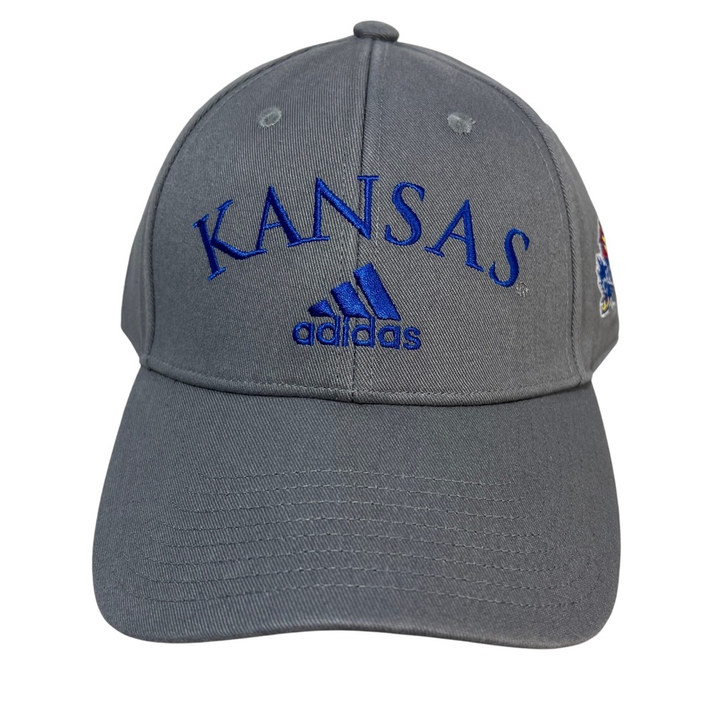 Kansas Jayhawks Adidas Gray Adjustable Hat‎ Cap NCAA Basketball